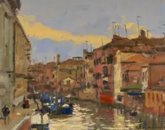 Rio dei Mendicanti, Venice by Ken Howard, oil on canvas board, sold Nov 2024