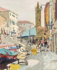 Campo S.Barnaba by Ken Howard, oil on canvas board, sold Nov 2024