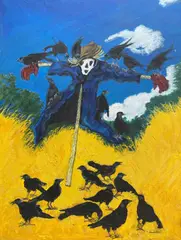 Happy Crows by Philip Muirden, oil on canvas, sold Nov 2024