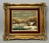 Figures Skating by Johannes Kaiser, oil on panel, sold Aug 2026