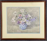 Still life of daisies in a Wedgwood style cachepot by Violet Thorpe Lindsell, oil, sold Aug 2026