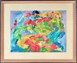 Two Poinsettias and their reflection by Jennie Tuff, 1990, watercolour, sold Aug 2026