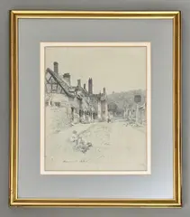 High Street by Marjorie Bates, watercolour and charcoal, sold Aug 2026