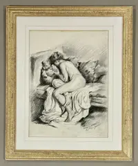 Study of a female nude charcoal by Franco Matania, drawing, sold Aug 2026