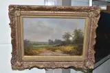 A pastoral british school landscape by Noel Ripley, oil on canvas, sold Apr 2022