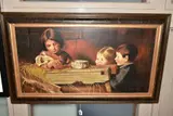 The children are in an outbuilding by G Elheridge, oil, offered Apr 2022