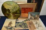 to include a 19th century river landscape with cattle drinking, oil on by Paintings And Prints Etc, oil on wood, offered Apr 2022