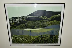 Downs and water meadows by Robert Tavener, print, sold Apr 2022