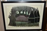 TREES AND OAST HOUSES (No4) by Robert Tavener, linocut, sold Apr 2022