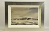 A coastal landscape with three yachts under sail off the coast by Duncan Macgregor Dmac, 2009, oil on board, sold Mar 2022