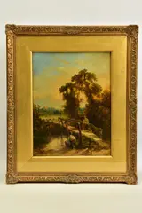 Tamworth castle, warwickshire by Frederick Henry Henshaw, oil on board, sold Mar 2022