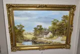 a thatched cottage in a landscape setting, signed and dated by Brian Richardson, 1987, oil on canvas, sold Mar 2022