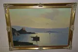 (ITALY 20TH CENTURY) A VIEW ACROSS AN ITALIAN LAKE, figures on the shore are looking by L Salvi, oil on canvas, sold Mar 2022