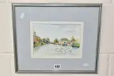 a pen and watercolour sketch of swans and ducks on a by Jonathan Pomroy, 1992, watercolour, sold Mar 2022