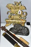 comprising a Falco Enbee 22x magnification three draw telescope, a by Collectibles And Curios, sculpture, sold Mar 2022