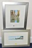 The first depicts boats on a canal by Saverio de Bello, 2009, watercolor, sold Mar 2022