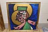 A portrait of a christ like figure by Bill Tolley, oil on board, sold Feb 2022