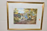 'GOING HOME' a pastoral scene of a shepherd and his flock in by Michael Crawley, watercolour on paper, sold Feb 2022