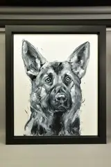 German shepherd sparkle by Jennifer Hogwood, mixed media on canvas, sold Feb 2022