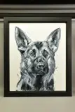 German shepherd sparkle by Jennifer Hogwood, mixed media on canvas, sold Feb 2022