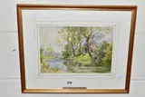 a 20th Century English School river landscape, signed by Ernest William Haslehust, watercolour on paper, sold Feb 2022