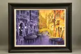 'BALCONIES AND BOATS, VENICE', a Venetian evening scene, by Peter J. Rodgers, watercolour on paper, sold Jan 2022