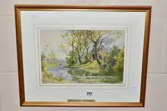 a 20th Century English School river landscape, signed by Ernest William Haslehust, watercolour on paper, offered Jan 2022