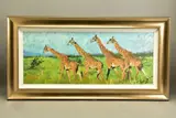 Four giraffes by Rolf Harris, print, sold Jan 2022