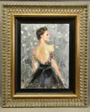 'WHITE NIGHT' a portrait of a female figure wearing a by Anna Razumovskaya, mixed media on canvas, sold Jan 2022
