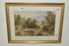 Cattle drinking from a river by William Bennett, watercolour on paper, sold Jan 2022