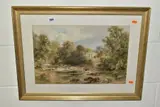 Cattle drinking from a river by William Bennett, watercolour on paper, sold Jan 2022