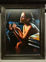 'DARYA IN THE CAR WITH LIPSTICK', a signed limited edition print of a by Fabian Perez, print, sold Jan 2022