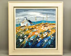 Windy hilltop flowers by Lynn Rodgie, oil on canvas, sold Dec 2021