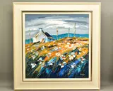 Windy hilltop flowers by Lynn Rodgie, oil on canvas, sold Dec 2021