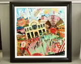 Covent garden market by Richard Burel, mixed media on canvas, sold Dec 2021