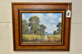 A river landscape with cottage by Peter J. Greenhill, oil on canvas, sold Dec 2021