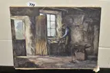 Old smithy, dumfries by Henry Raeburn Dobson, 1918, watercolour, sold Dec 2021