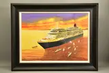 'LEAVING PORT - QUEEN VICTORIA', a Cunard cruise liner at by Peter J. Rodgers, watercolour on paper, offered Dec 2021