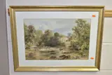 Cattle drinking from a river by William Bennett, watercolour on paper, offered Dec 2021