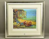 Figures on the beach, cornwall by Rolf Harris, print, sold Dec 2021