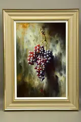 UVAS FRESCAS / FRESH GRAPES iii by Jose Manuel Reyes, oil on board, sold Dec 2021