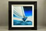 A yacht under sail on the ocean by Vic Gartside, oil on board, sold Dec 2021
