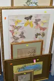 Comprising a panel depicting birds and foliage with landscape beyond by Paintings On Silk Etc, 1889, oil, sold Dec 2021