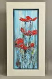 Wild flowers against a blue background by Carl Scanes, oil, sold Nov 2021