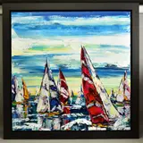 Sailing at sunset i by Maya Eventov, oil, sold Nov 2021