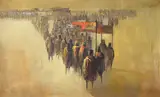 Marching of the Kings by Deborah Jones, oil on board, sold Dec 2021