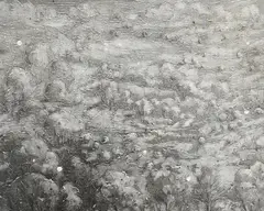 Landscape with trees under grey clouds Signed and dated GNCrowley/2001 by Graham Crowley, Oil on canvas, offered Dec 2021