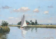 On the River Thurne by John Webster, Oil on board, sold Dec 2021