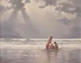 Sandcastles by Ramon Ward-Thompson, Oil on canvasboard, sold Dec 2021
