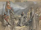Study for King Peter of Serbia retreating across the Albanian by Frank O. Salisbury, Pastel, sold Dec 2021
